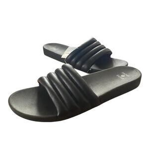Shade & Shore Kendra Slides Womens 9 Black Single Band Sandals NEW Tags
